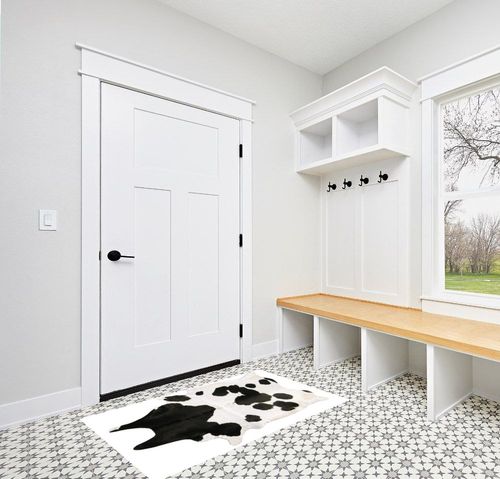 Small Cowhide Black and White Cow Hide Rug Natural Black White Cow Skin Leather Area Hair On 5 X 3 in White Modern Entryway
