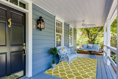 Unique Loom Trellis Collection Area Rug - Philadelphia (5' 1" x 8' Rectangle, Light Green/ Beige) in Light Blue Patio