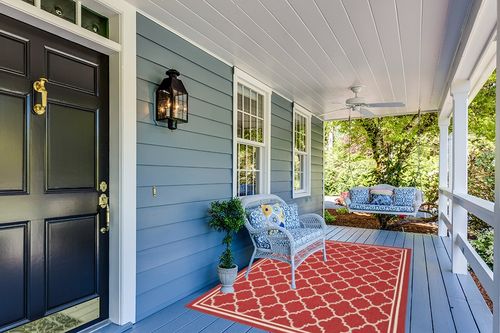 SAFAVIEH Courtyard Collection 5'3" x 7'7" Red/Bone CY6918 Trellis Indoor/ Outdoor Splashproof Easy Scrubbing Patio Backyard Mudroom Area Rug in Light Blue Patio