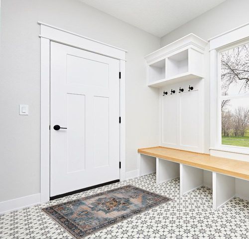 Area Rugs for Living Room: 3x5 Rug for Bedroom Machine Washable with Non Slip Backing Non Shedding, Boho Medallion Floral Large Carpet for Dining Room Nursery Home Office Indoor Decor Beige/Blue in White Modern Entryway