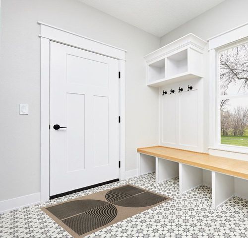 Lahome Modern Rainbow Easy Jute Rug, 3x5 Patio Rugs Washable Rugs for Entryway Farmhouse Black Area Rug, Non Slip Indoor Door Mat Contemporary Outdoor Porch Rug for Laundry Guestroom Room Decor in White Modern Entryway