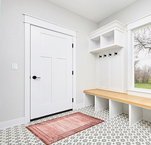 Lahome Modern Abstract Area Rug, Washable 3x5 Entryway Rugs Non Shedding Soft Bedroom Girls Rug Stain Resistant Low-Pile Throw Rug Indoor Minimalist Living Room Carpet Brick Red in White Modern Entryway