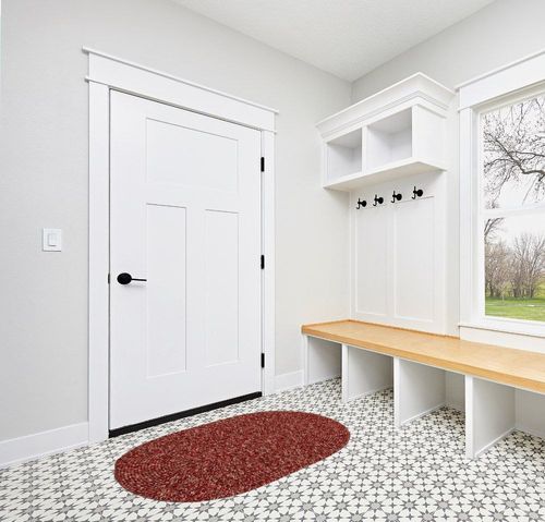 Super Area Rugs Rustic Farmhouse Living Indoor/Outdoor Reversible Braided Rug - Made in USA - Red Mix 3' X 5' Oval in White Modern Entryway