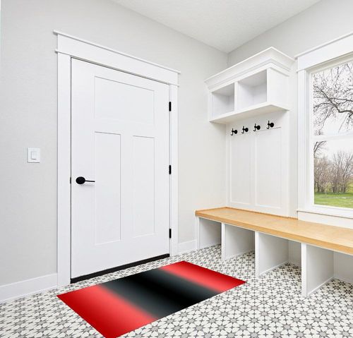 Black and Red Area Rug 3 x 5, Washable Bedroom Rug Non-Slip Kitchen Rugs Soft Floor Cover Mat for Living Room Dining Room Nursery Outdoor Carpet Ombre Color Abstract Art in White Modern Entryway