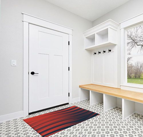 OKCELL 3' x 5' Red Abstract Texture Stripe Super Soft Area Rug for Kids Baby Nursery, Carpets for Entryway Laundry Living Room, Fuzzy Rugs for Nursery in White Modern Entryway