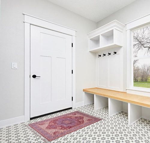 BESPOKY Sittard Pink Medallion Cotton 2'7'' x 5' Digital Print Area Rug Washable Non Slip Soft Living Room Office Kitchen Entrance Hallway Guest Room Carpet in White Modern Entryway