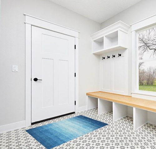 Wonnitar Modern Ombre Area Rug 3x5,Washable Light Blue Entry Rugs,Contemporary Soft Rug for Boys Bedroom,Non-Slip Stain Resistant Bathroom Throw Carpet for Office Kitchen Dorm in White Modern Entryway