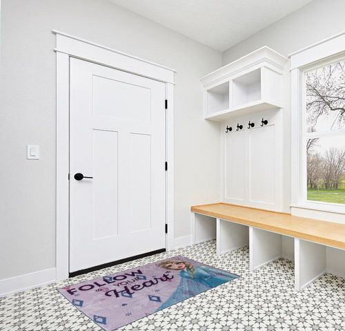 Gertmenian Disney Frozen “Follow Your Heart” Area Rug | Suitable for Classroom, Nursery, Bedroom, or Play Area | Ideal for Toddlers, Babies, and Young Children | 40x54in Medium, Pink 19836 in White Modern Entryway