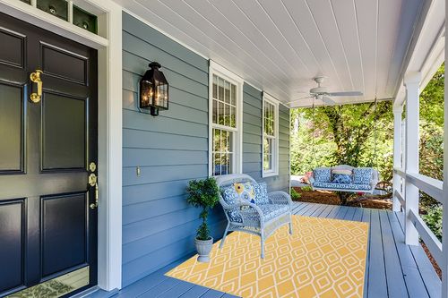 Jill Zarin Outdoor Collection Area Rug - Turks and Caicos (5' 3" x 8' Rectangle Yellow Ivory/Ivory) in Light Blue Patio