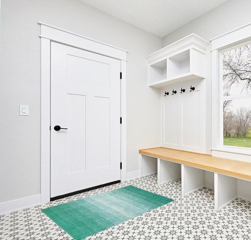 Wonnitar Modern Ombre 3x5 Area Rug,Green Washable Bedroom Rug,Non-Slip Abstract Soft Nursery Throw Mat,Contemporary Stain Resistant Gradient Entry Soft Carpet for Bathroom Dorm Office in White Modern Entryway