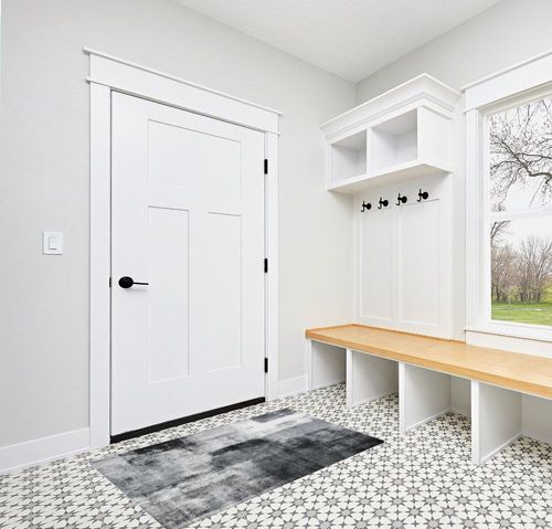 Lahome Modern Washable Living Room Area Rug - 3x5 Throw Soft Small Rugs for Bedroom Non-Slip Stain Resistant Entryway Rug Kitchen Rugs Grey Abstract Print Capet for Office Laundry Room Dining Room in White Modern Entryway