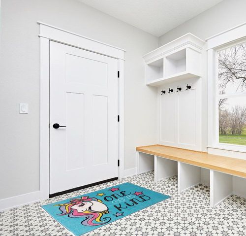 Gertmenian Nick Jr. JoJo Siwa Area Rug, Girls Home Decor Suitable for Classroom, Nursery, Bedroom, or Play Area, Ideal for Kids and Young Children 40x54in Blue/Teal, One of a Kind Unicorn 19839 in White Modern Entryway