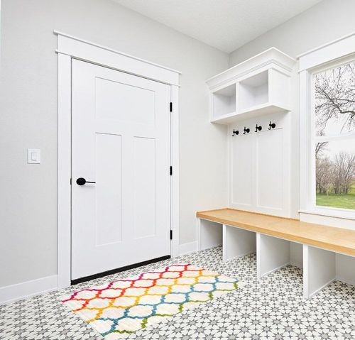 Lahome Moroccan Colorful Living Room Area Rug - 3x5 Washable Throw Soft Rugs for Bedroom Carpet Non-Slip Low-Plie Entryway Kitchen Rugs Rainbow Print Distressed Floor Carpet for Kids Nursery Office in White Modern Entryway