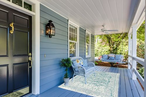 Vintage Jute Area Rug in Light Blue Patio