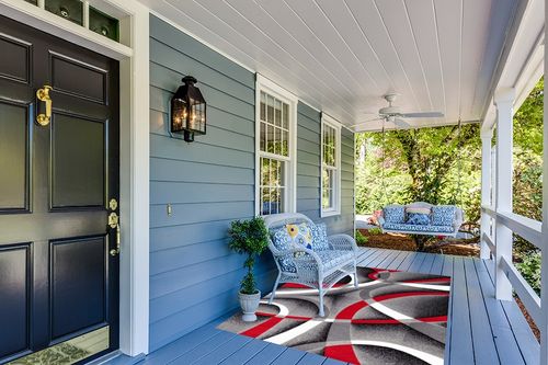Grey Modern Fade Resistant, Stain Resistant Bedroom, Living Room, Dining Room Area Rug in Light Blue Patio