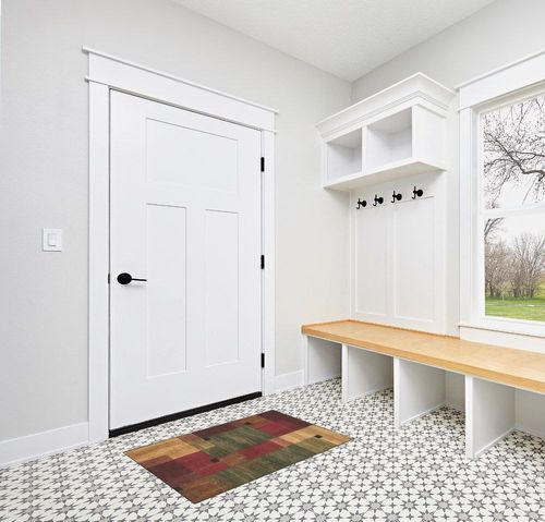 Mohawk Home New Wave Alliance Geometric Accent Area Rug in White Modern Entryway
