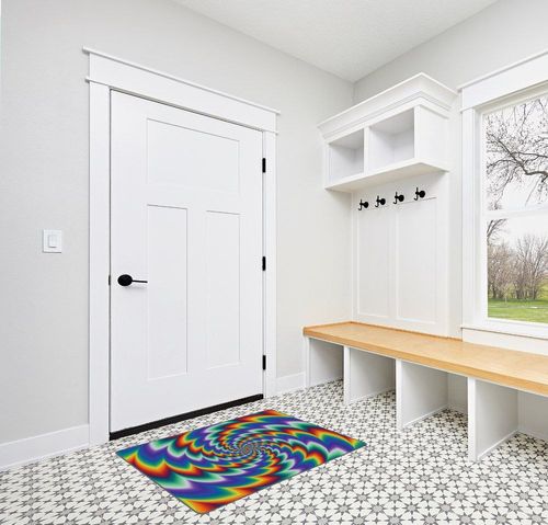 Optical Illusion Rug Rainbow Geometric Vortex Trippy Hole Area Rugs for Bathroom Office Door Coloful Mat Carpet 47 in X 31 in in White Modern Entryway