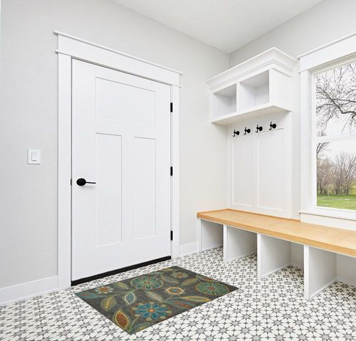 Maples Rugs Reggie Floral Kitchen Rugs Non Skid Accent Area Carpet [Made in USA], Multi, 2'6 x 3'10 in White Modern Entryway