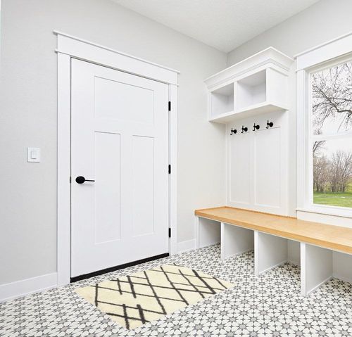 Mainstays Diamond Plush Contemporary Cream Shag Area Rug, 2'6"x3'10" in White Modern Entryway