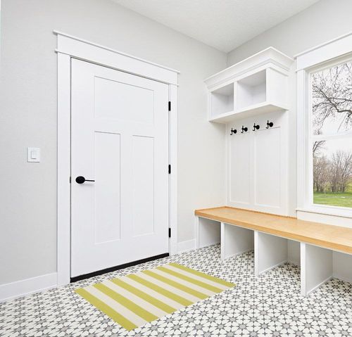 Beachcrest Home Brookvale Hand-Woven Cotton Green/Ivory Area Rug Rug Size ... in White Modern Entryway