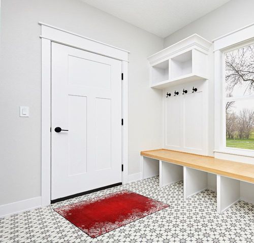 Christmas Red Area Carpet,3x4ft,White Snowflakes On Red Background Modern Art Suitable for Christmas Party Home Party Decoration Living Room Entrance Bedroom Dining Room Non-Slip Washable in White Modern Entryway