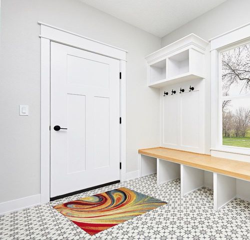 Home Dynamix Adja Modern Area Rug, Splash (3'3" x 4'3") in White Modern Entryway