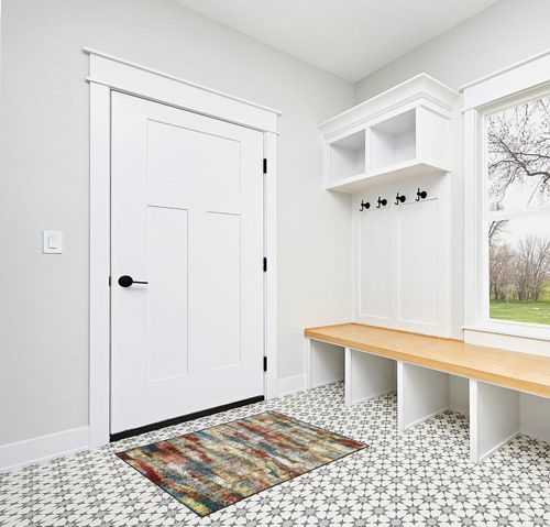 Brumlow Mills Rustic Abstract Bohemian Contemporary Colorful Print Pattern Area Rug for Living Room Decor, Dining, Kitchen , Bedroom or Entryway, 30" x 46", Earthtones in White Modern Entryway