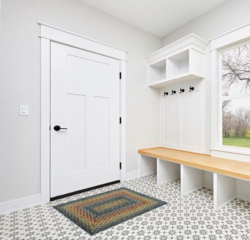 Maples Rugs Marion Braid Kitchen Rugs Non Skid Accent Area Carpet [Made in USA], Multi, 2'6" x 3'10" in White Modern Entryway