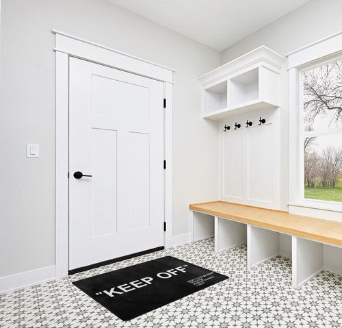 RHYII Keep Off Rug Modern Large Carpet Non-Slip Mat for Living Room Bedroom Desk Wood Floor Home Decoration Area Rugs 31x47inch, Black in White Modern Entryway