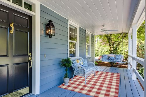 Garland Rug Country Living Buffalo Plaid Area Rug, 5-Feet by 7-Feet, Chili Red/Ivory in Light Blue Patio