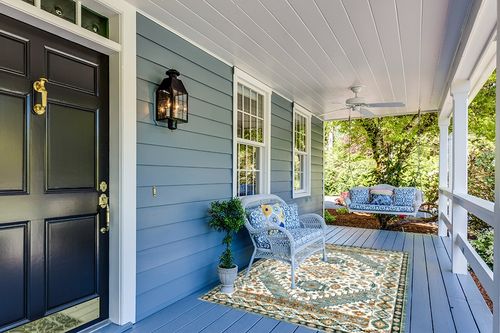 CHOSHOME Area Rug - 5x7 Low-Pile Machine Washable Rug Vintage Rug with Non-Slip Backing, Non-Shedding Indoor Floor Rugs for Living Room Bedroom Kitchen Laundry Home Office Carpet,Green in Light Blue Patio