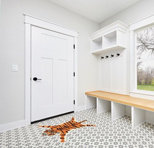 LIVEBOX Kids Bedroom Rug Tiger Area Rug 36’’x45.5’’ Personalized Soft Playroom Rug Plush Non-Slip Childrens Machine Washable Rugs for Living Room Classroom Nursery Decor (Orange) in White Modern Entryway