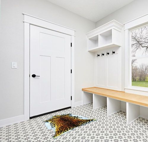 Gracefur Area Rug Tiger and Leopard Skin Printed Decor Rugs Super Soft Real Australia Sheepskin Carpet for Living Room, Bed Room, Sofa and so on 1 pelt (Leopard) in White Modern Entryway