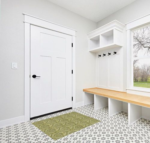 Addison Rugs Chantille ACN572 Green 2'6" x 3'10 Indoor Outdoor Area Rug, Stain Resistant, Machine Washable, Non Shedding, Bedroom, Living Room, Dining Room, Kitchen Rug in White Modern Entryway