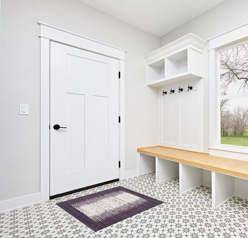 SAFAVIEH Montauk Collection Accent Rug - 2'6" x 4', Ivory & Purple, Handmade Stripe Fringe Cotton, Ideal for High Traffic Areas in Entryway, Living Room, Bedroom (MTK711M) in White Modern Entryway