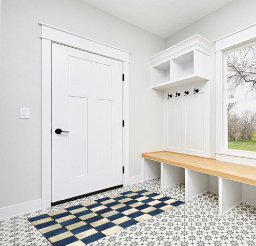 Blue White Cube Lattice Kids Rugs, 3D Tile Art Indoor Carpet, Felt Material with Anti-Slip Backing for Living Room Bedroom Room Boy Girl Room Nursery, 3ft x 6ft in White Modern Entryway