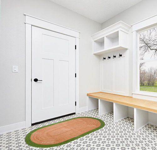 Chouhan Rugs Natural Jute Green Bordered Rug Bohemian Rug Decor Rug Handwoven Rug Custom Rug Decorative Rug in White Modern Entryway