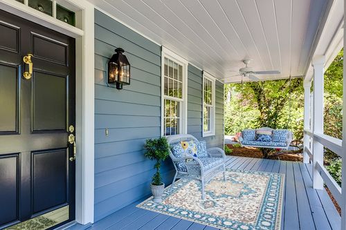 CHOSHOME Area Rug - 5x7 Low-Pile Machine Washable Rug Vintage Rug with Non-Slip Backing, Non-Shedding Indoor Floor Rugs for Living Room Bedroom Kitchen Laundry Home Office Carpet, Blue in Light Blue Patio