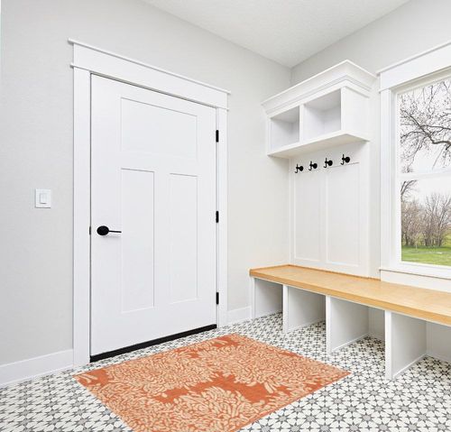 Safavieh Martha Stewart Msr4125A 4'0" x 5'7" Terracotta / Beige Area Rug in White Modern Entryway