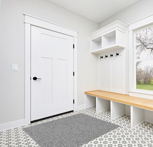 Mainstays Microfiber Plush Shag Area Rug, Gray, 47 inch x 65 inch in White Modern Entryway