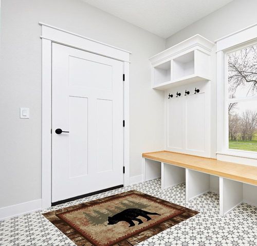 Mayberry Rug 6387 Birch Bear Area Rug, 3'11"x5'3", Brown in White Modern Entryway