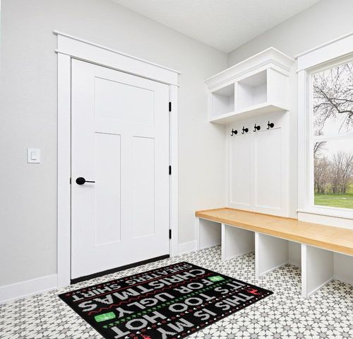 LIICHEES This is My Its Too Hot for Ugly Christmas Sweaters Shirt Area Rug 63x48in Washable Rugs for Living Room Bedroom Large Rug Indoor Decorative Carpet Yoga Mat in White Modern Entryway