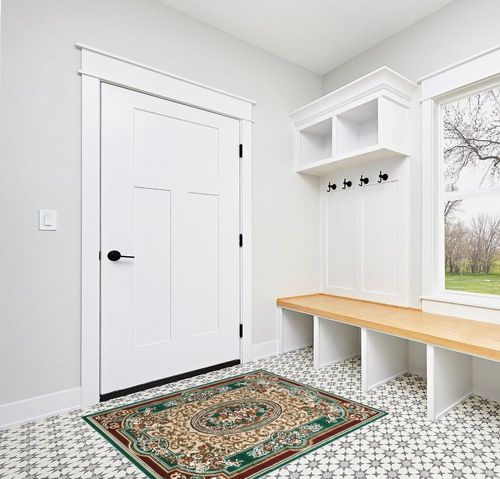 AllStar Rugs Green 4x6 Traditional Area Rug (3' 9" x 5' 1") in White Modern Entryway