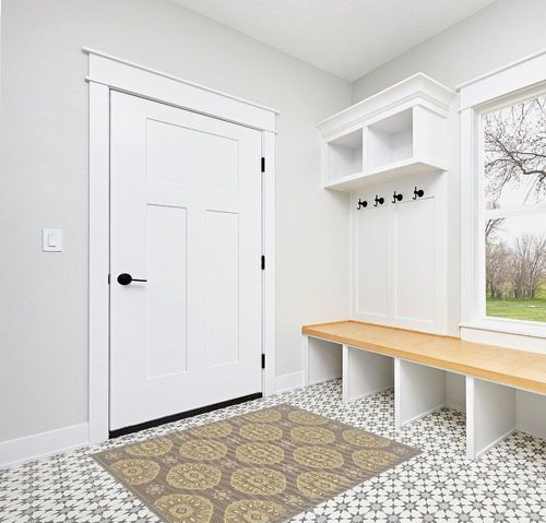Style Haven Bar Harbour Grey/Gold Floral Indoor/Outdoor Area Rug 3'7" x 5'6" 4' x 6' Accent, Outdoor, Indoor Entryway, Kitchen, Patio Rectangle in White Modern Entryway