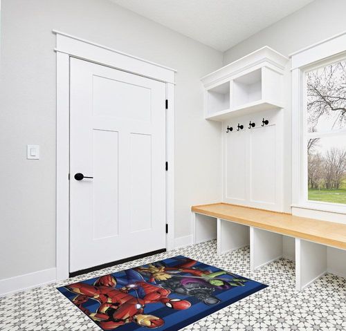 Jay Franco Marvel Avengers Odd Squad Kids Room Rug - Large Area Rug Measures 4 x 5 Feet - Featuring Spiderman, Iron Man, Black Panther, Gamora, & Groot in White Modern Entryway