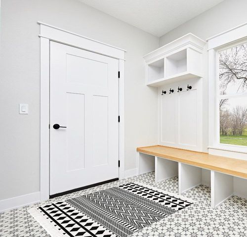 HEBE Bohe Area Rug in White Modern Entryway