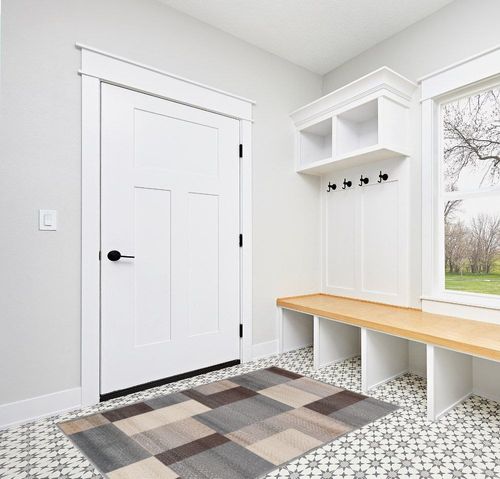 ‎Grey-brown ‎Modern Eclectic ‎Stain Resistant Area Rug in White Modern Entryway