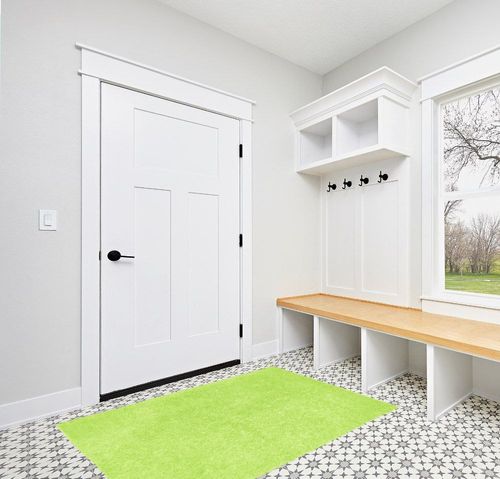 Green Chenille Shag Rug - 4' x 6' St Croix Trading in White Modern Entryway