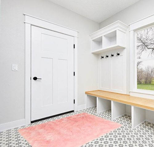 GHOUSE Light Pink 4 ft. x 6 ft. Silky Faux Fur Sheepskin Shag Fluffy Fuzzy Area Rug in White Modern Entryway