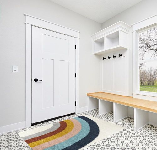 Sebuh Rainbow Area Rug Ebern Designs Rug Size: Rectangle 3'11" x 5'7" in White Modern Entryway